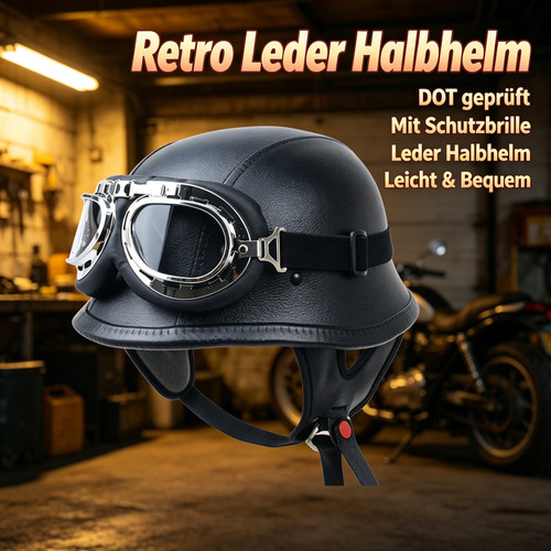Retro motorradhelm leder - motorradhelm,
